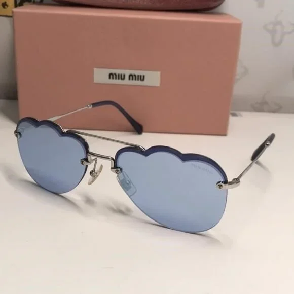New Authentic Miu Miu Blue Cloud Sunglasses MU56U